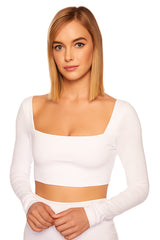 lace up back long sleeve crop top