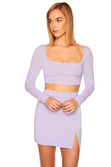 lace up back long sleeve crop top