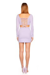 lace up back long sleeve crop top